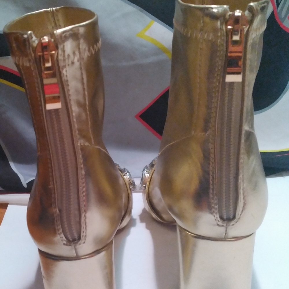 Gold and Rhinestone booties - Picture 6 of 6